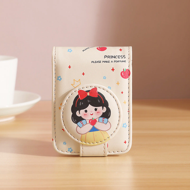 Princess 2 Pack Mini Lipstick Case with Mirror Cute Design Small Makeup Pouch 9.5cm for Handbag Travel V888-ELOSUNG38868