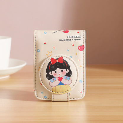 Princess 2 Pack Mini Lipstick Case with Mirror Cute Design Small Makeup Pouch 9.5cm for Handbag Travel V888-ELOSUNG38868