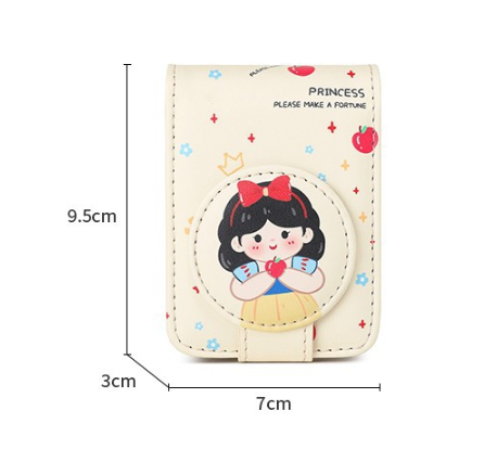 Princess 2 Pack Mini Lipstick Case with Mirror Cute Design Small Makeup Pouch 9.5cm for Handbag Travel V888-ELOSUNG38868