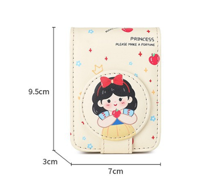 Princess 2 Pack Mini Lipstick Case with Mirror Cute Design Small Makeup Pouch 9.5cm for Handbag Travel V888-ELOSUNG38868