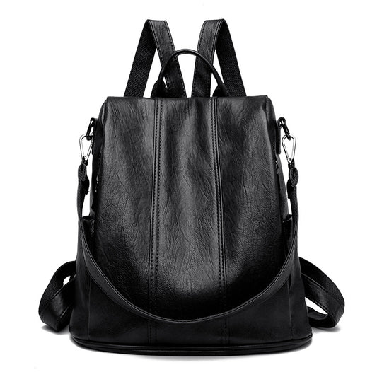 Black Women's Anti-Theft Backpack Purse Soft Faux Leather Convertible Rucksack Shoulder Bag Large Capacity V888-ELOSUNG38871