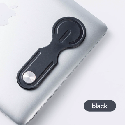Black Magnetic Laptop Phone Holder Side Mount Expansion Bracket Slim 6mm Foldable Stand with Metal Ring for V888-ELOSUNG38876