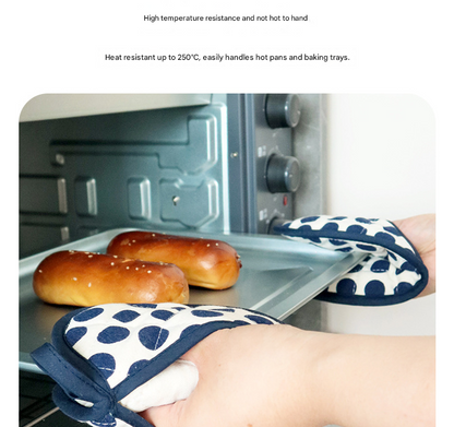 Blue 2 Pack Heart Shaped Oven Mitts Heat Resistant Cotton Pot Holders Double Layer Thick Insulation Kitchen V888-ELOSUNG38891