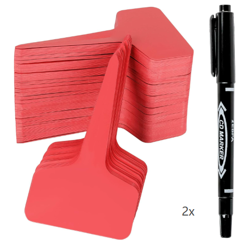 Red 200 Pack Waterproof Plant Labels T-Type Garden Tags with 2 Marking Pens for Succulents Flowers Seedlings V888-ELOSUNG38892