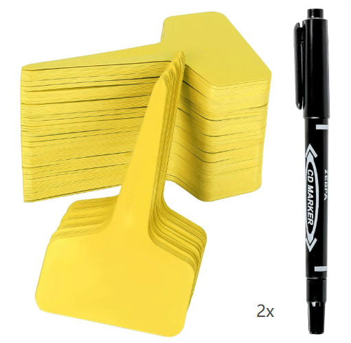 Yellow 200 Pack Waterproof Plant Labels T-Type Garden Tags with 2 Marking Pens for Succulents Flowers V888-ELOSUNG38893