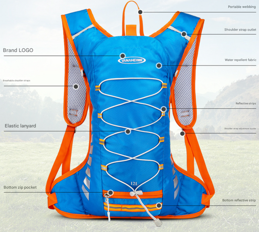 Black Lightweight Outdoor Sports Backpack Breathable Hiking Daypack Compact Running Cycling Bag with Bungee V888-ELOSUNG38931