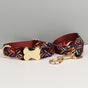 XL Rainbow Boho Patterned Dog Collar with Gold Metal Bone Buckle Adjustable Tribal & Leopard Print Neck Strap V888-ELOSUNG38961