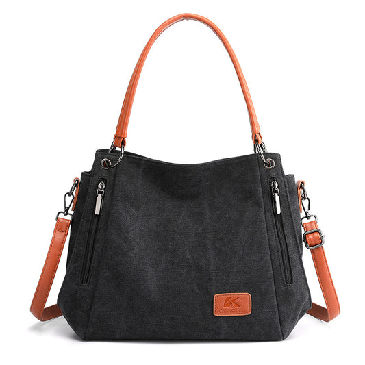 Black Women's Canvas Hobo Handbag Large Shoulder Tote Bag Adjustable Crossbody Strap Casual Purse 40cm for V888-ELOSUNG38976