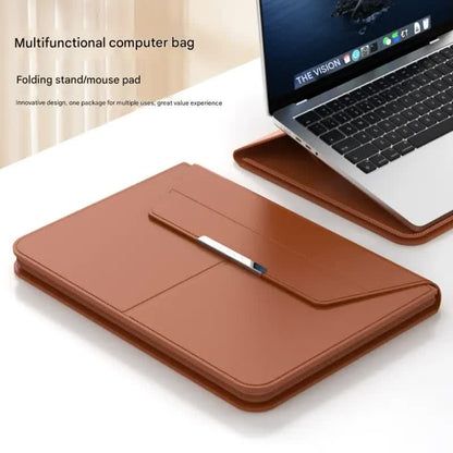 3-in-1 Detachable PU Leather Laptop Sleeve with Ergonomic Stand & Mouse Pad(grey 13/14 inch) V888-ELOSUNG39005