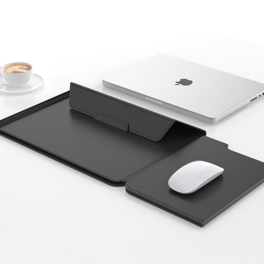 3-in-1 Detachable PU Leather Laptop Sleeve with Ergonomic Stand & Mouse Pad(black 13/14 inch) V888-ELOSUNG39006