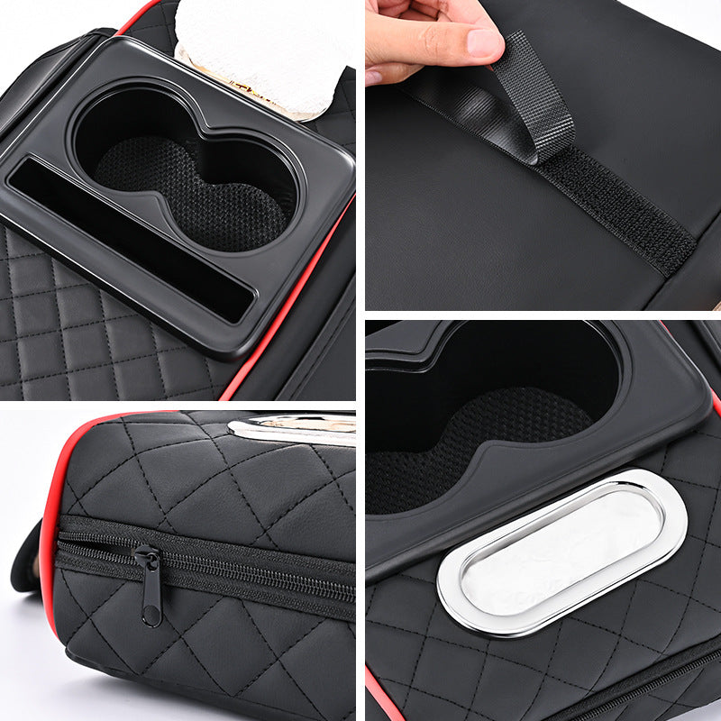 Premium Car Armrest Organizer & Comfort Pad(black red) V888-ELOSUNG39009