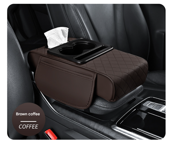 Premium Car Armrest Organizer & Comfort Pad(brown) V888-ELOSUNG39015