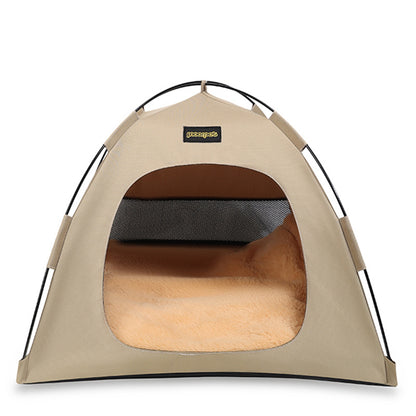Medium Pet Tent for Cats & Dogs(Khaki) - Portable Comfort Shelter with Soft Cushion V888-ELOSUNG39032