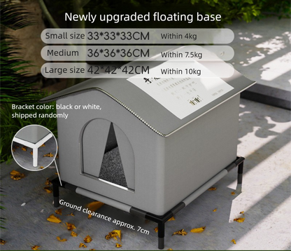 Small Size Elevated Indoor/Outdoor Pet Shelter(grey): Waterproof, Insulated for All-Season Warmth V888-ELOSUNG39052