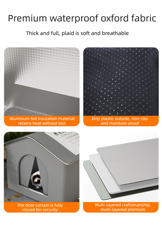 Medium Elevated Indoor/Outdoor Pet Shelter(grey): Waterproof, Insulated for All-Season Warmth V888-ELOSUNG39053