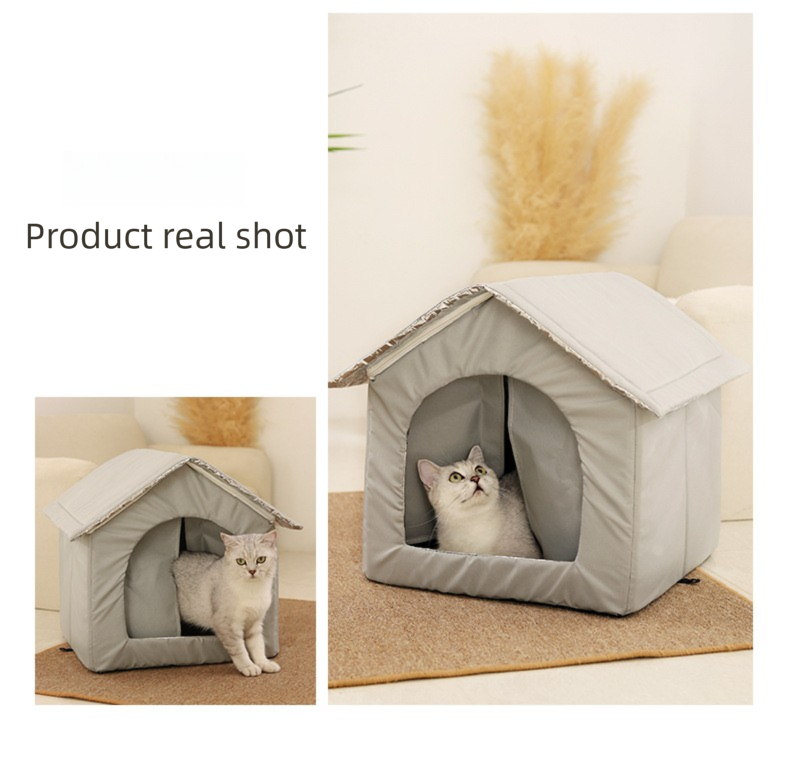 Medium Elevated Indoor/Outdoor Pet Shelter(grey): Waterproof, Insulated for All-Season Warmth V888-ELOSUNG39053