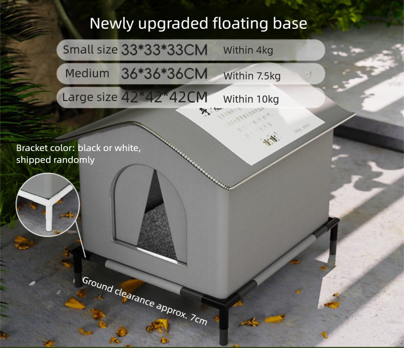Large Size Elevated Indoor/Outdoor Pet Shelter(grey): Waterproof, Insulated for All-Season Warmth V888-ELOSUNG39054