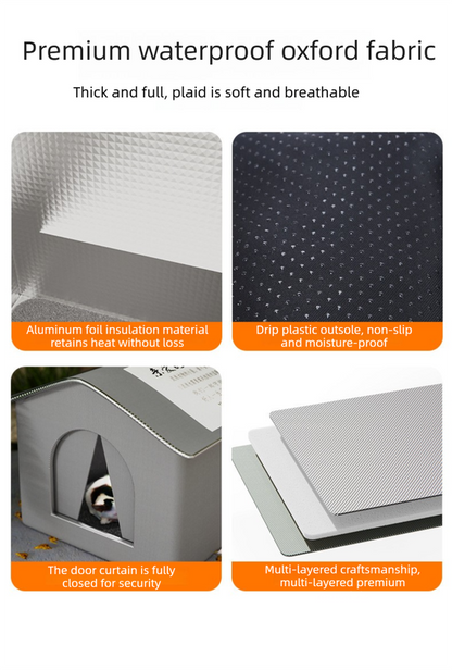 Large Size Elevated Indoor/Outdoor Pet Shelter(grey): Waterproof, Insulated for All-Season Warmth V888-ELOSUNG39054
