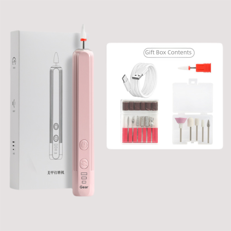 Pink Pro Portable Electric Nail Drill Kit With 10 Bits - Fast, Quiet, Rechargeable V888-ELOSUNG39058