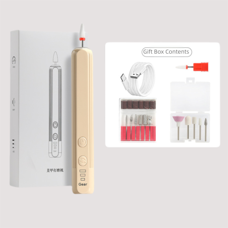 Khaki Pro Portable Electric Nail Drill Kit With 10 Bits - Fast, Quiet, Rechargeable V888-ELOSUNG39060