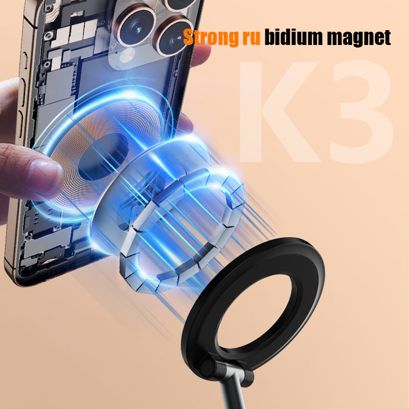 Black 2-in-1 Folding Portable Selfie Light and Magnetic Phone Stand - Vlogging Ring Light with Adjustable V888-ELOSUNG39061