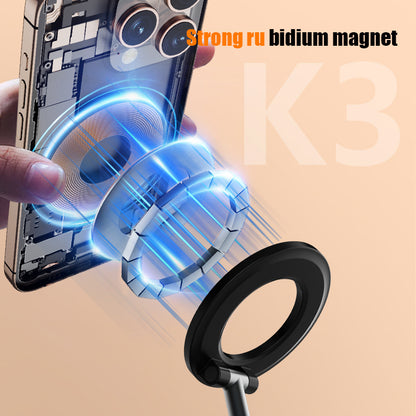 Black 2-in-1 Folding Portable Selfie Light and Magnetic Phone Stand - Vlogging Ring Light with Adjustable V888-ELOSUNG39061