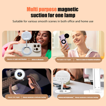 White 2-in-1 Folding Portable Selfie Light and Magnetic Phone Stand - Vlogging Ring Light with Adjustable V888-ELOSUNG39062