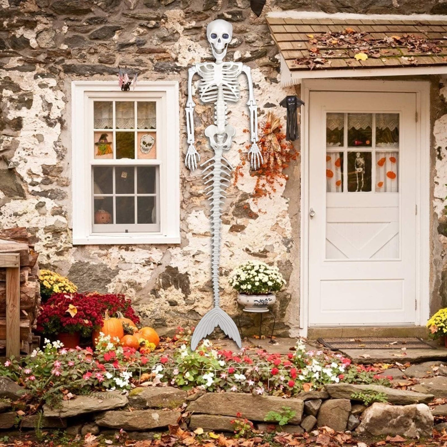 Halloween 31.5 inch Poseable Mermaid Skeleton Prop Haunted Decor V888-ELOSUNG39063