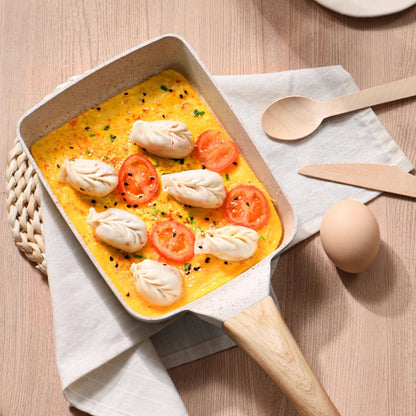 White Rectangular Non-Stick Frying Pan 19x14x4cm - Open, Induction & Gas Compatible V888-ELOSUNG39065
