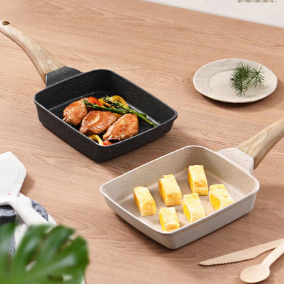 White Rectangular Non-Stick Frying Pan 19x14x4cm - Open, Induction & Gas Compatible V888-ELOSUNG39065