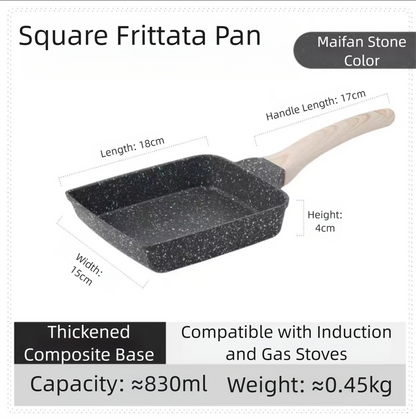 Black Rectangular Non-Stick Frying Pan 19x14x4cm - Open, Induction & Gas Compatible V888-ELOSUNG39066