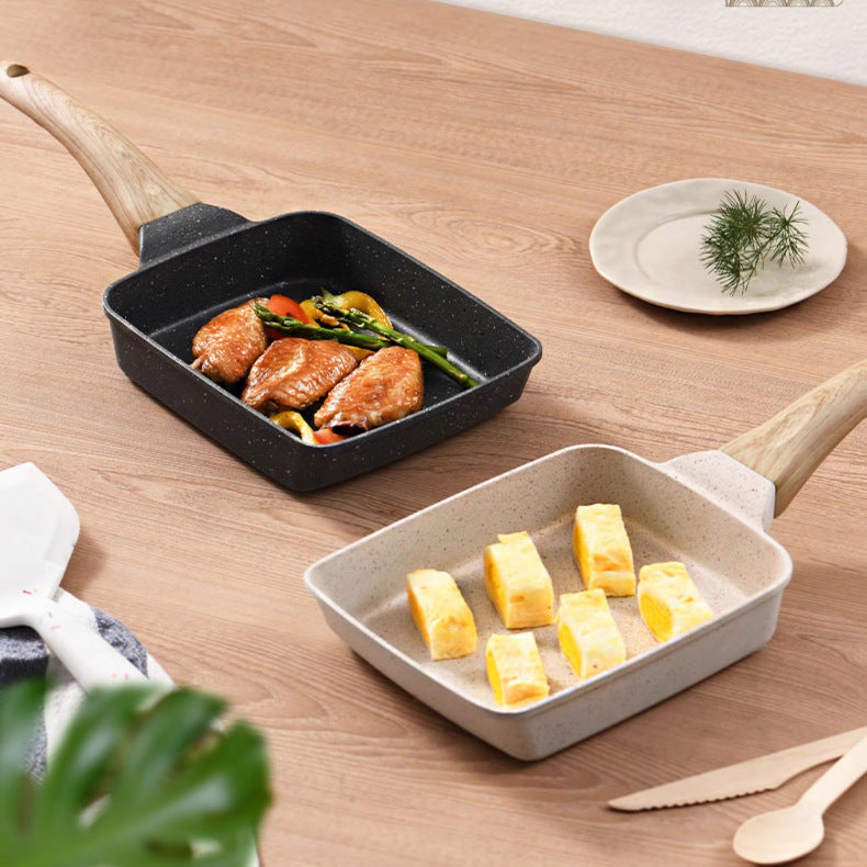 Black Rectangular Non-Stick Frying Pan 19x14x4cm - Open, Induction & Gas Compatible V888-ELOSUNG39066