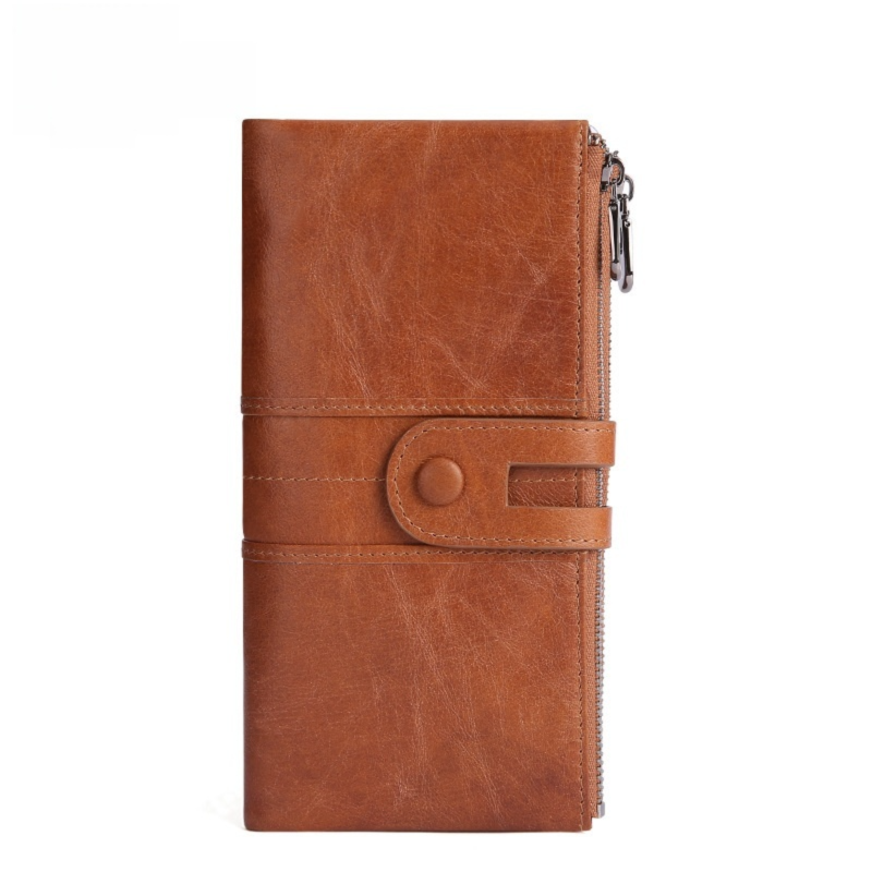 Brown Premium Leather Long Wallet Clutch Organizer 19x10x3cm - 15 Card Slots V888-ELOSUNG39067
