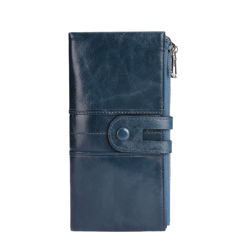 Blue Premium Leather Long Wallet Clutch Organizer 19x10x3cm - 15 Card Slots V888-ELOSUNG39068