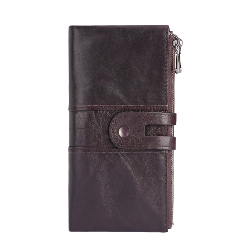 Purple Brown Premium Leather Long Wallet Clutch Organizer 19x10x3cm - 15 Card Slots V888-ELOSUNG39069