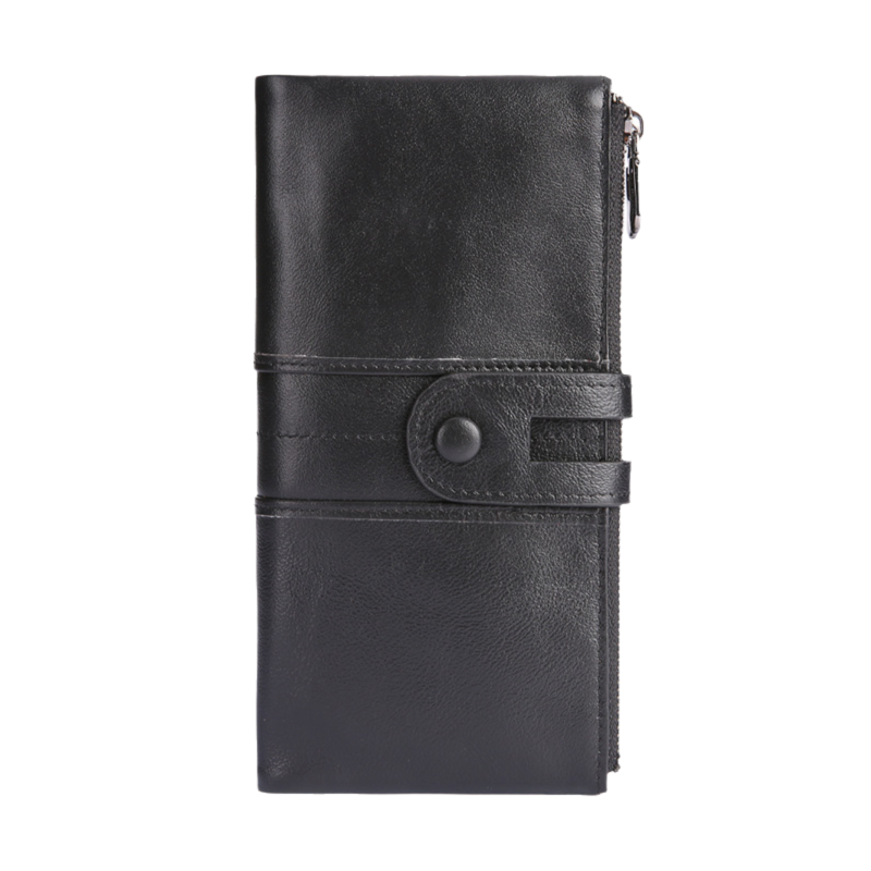 Black Premium Leather Long Wallet Clutch Organizer 19x10x3cm - 15 Card Slots V888-ELOSUNG39070