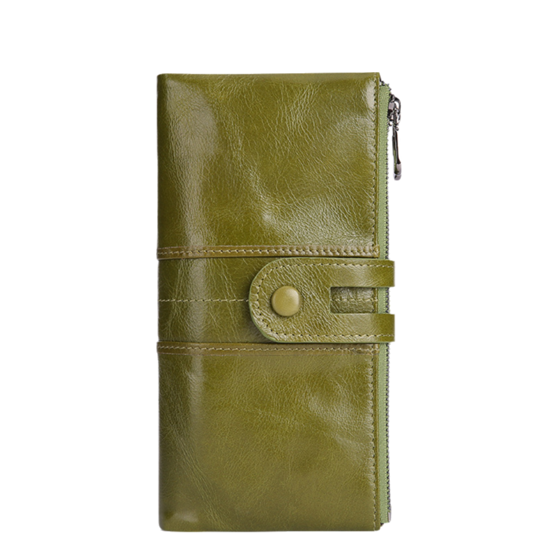 Green Premium Leather Long Wallet Clutch Organizer 19x10x3cm - 15 Card Slots V888-ELOSUNG39071