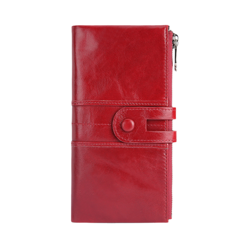 Red Premium Leather Long Wallet Clutch Organizer 19x10x3cm - 15 Card Slots V888-ELOSUNG39072