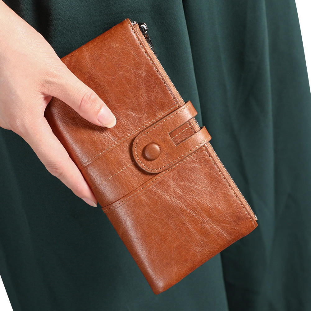 Red Premium Leather Long Wallet Clutch Organizer 19x10x3cm - 15 Card Slots V888-ELOSUNG39072
