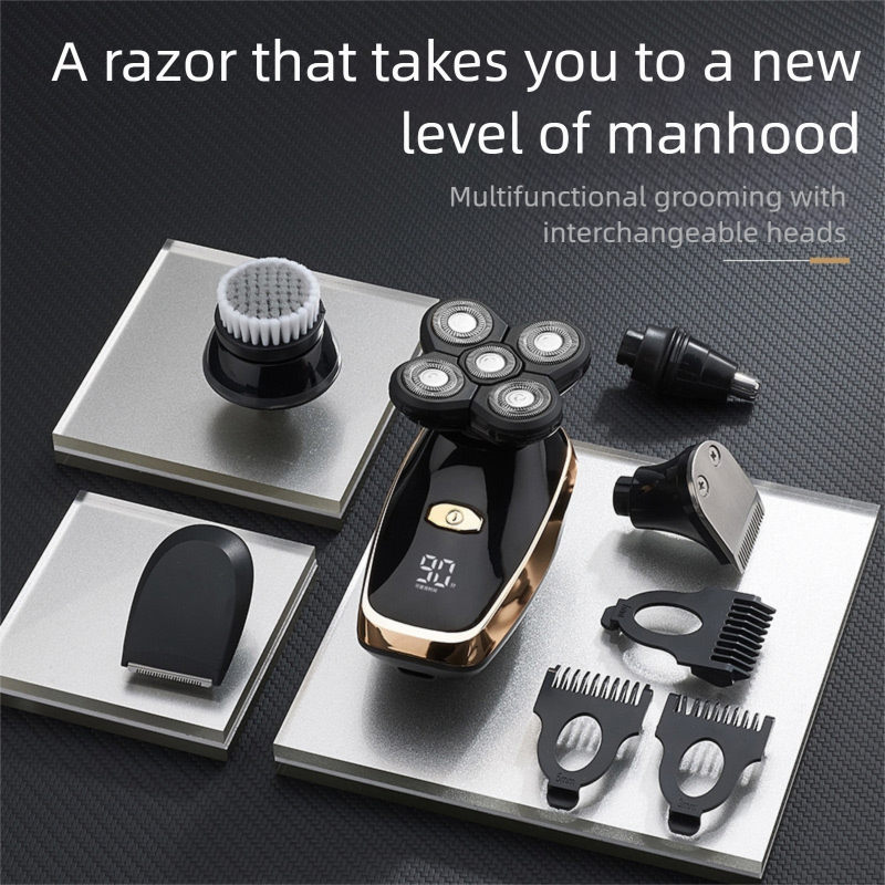 Black 5-in-1 Head Shaver & Grooming Kit - USB Charge V888-ELOSUNG39077