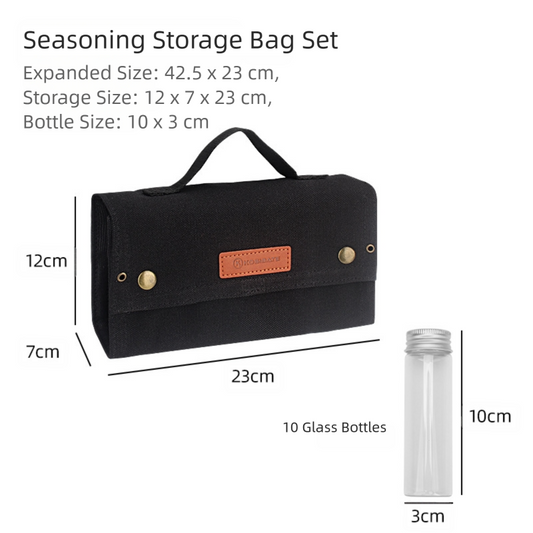 Black canvas spice storage box (9.1 x 4.7 x 2.8 inches) With 10 bottles V888-ELOSUNG39088
