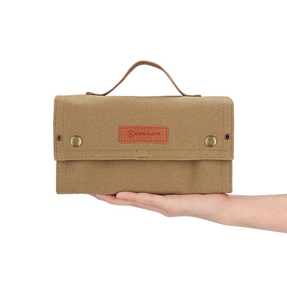 Green canvas spice storage box (9.1 x 4.7 x 2.8 inches) With 10 bottles V888-ELOSUNG39089