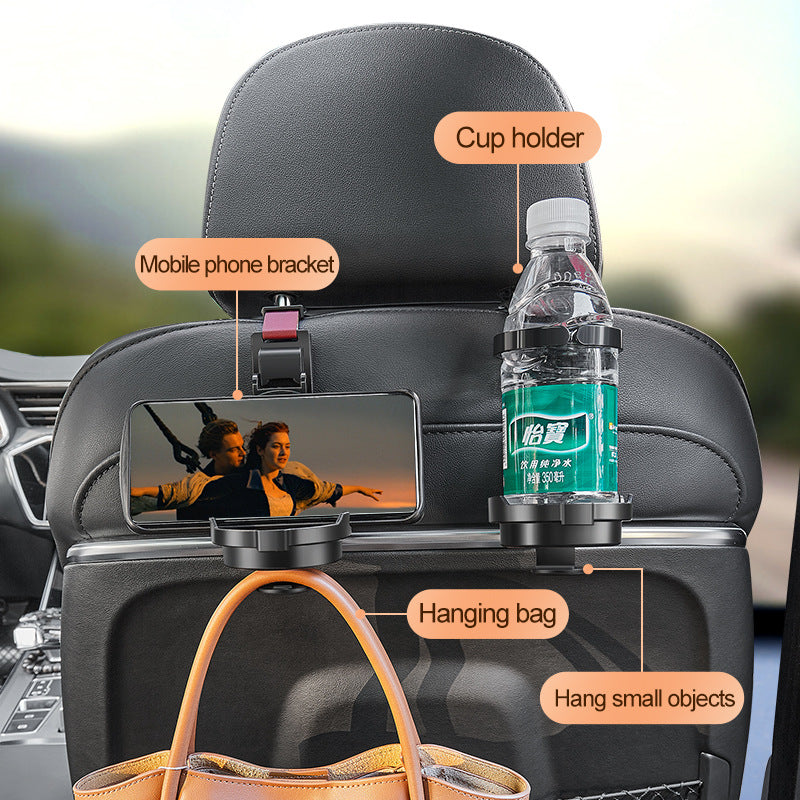 Brown 3-in-1 Car Headrest Organizer Hook V888-ELOSUNG39091