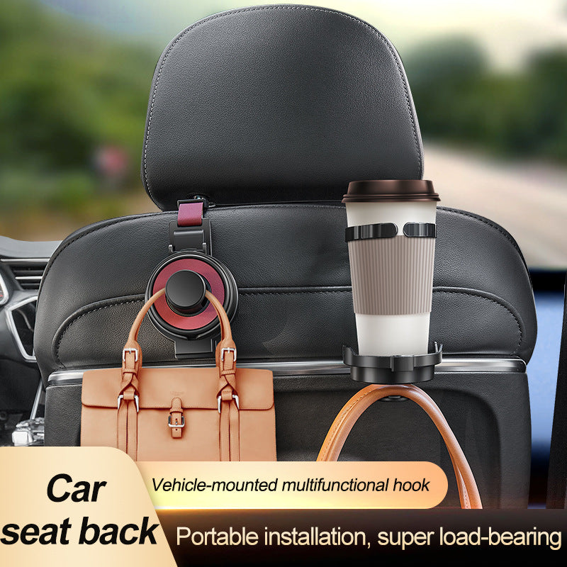 Black 3-in-1 Car Headrest Organizer Hook V888-ELOSUNG39092