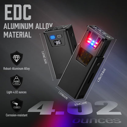 Black Magnetic Flashlight: Spotlight, COB Flood, Red&Blue Warning V888-ELOSUNG39096