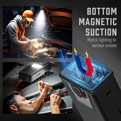 Pink-Blue Magnetic Flashlight: Spotlight, COB Flood, Red&Blue Warning V888-ELOSUNG39097