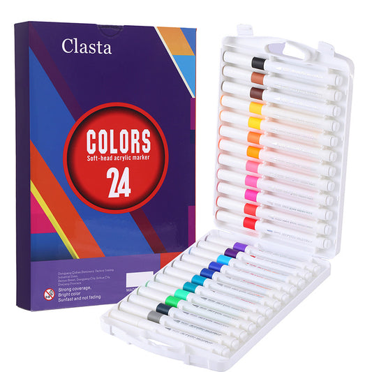 24 Color Acrylic Markers - Soft Brush Tip V888-ELOSUNG39102