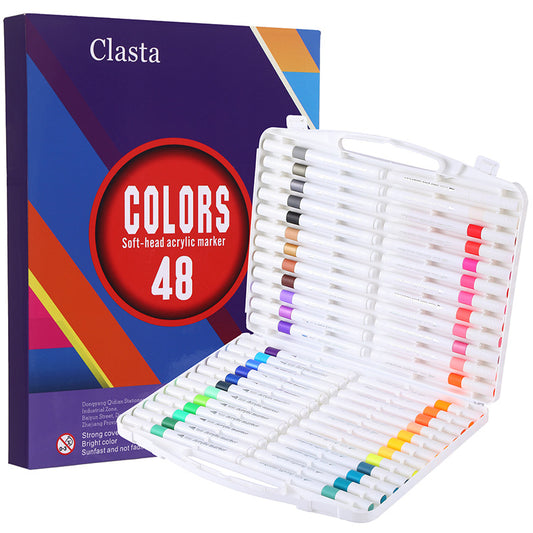 48 Color Acrylic Markers - Soft Brush Tip V888-ELOSUNG39104