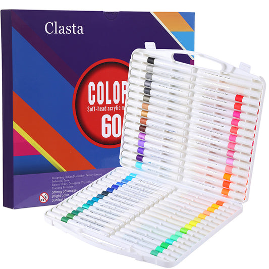 60 Color Acrylic Markers - Soft Brush Tip V888-ELOSUNG39105