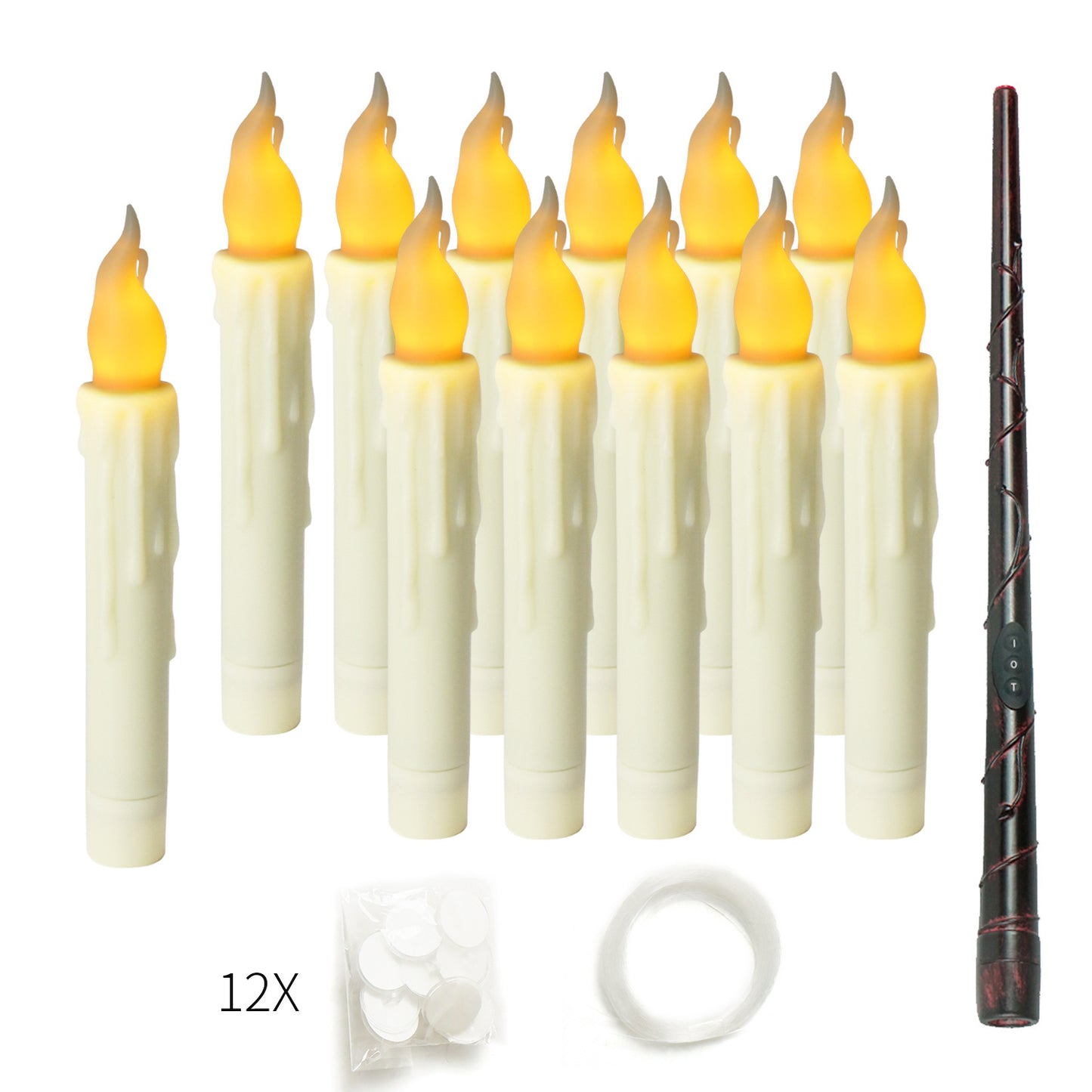 12-Pack LED Taper Candles, Remote, Hooks, & Line V888-ELOSUNG39107